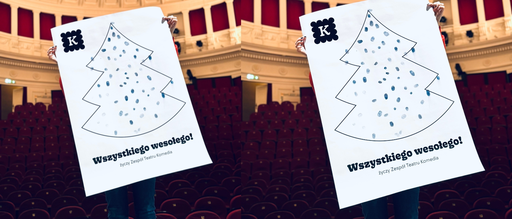 zdjęcie przedstawia dwa plakaty z napisem 